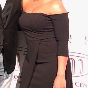 Lulus off the shoulder black formal dress